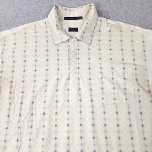 Tiger Woods Collection Shirt Mens Large Ivory Polo Dri-Fit ‎ Button Short Sleeve